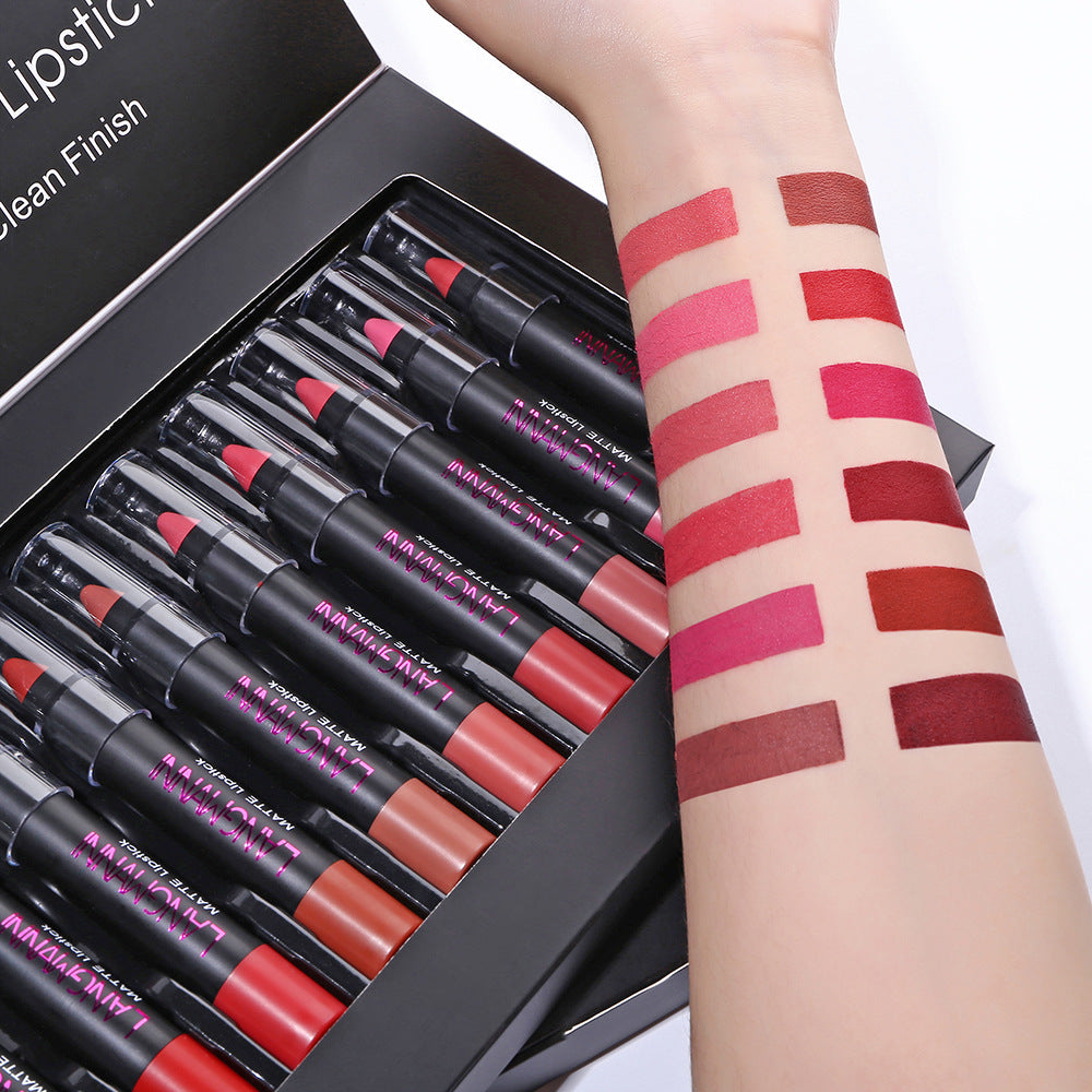 12-Piece Matte Lipstick Set | Long-Lasting Cream Lip Colours (3.5g Each)