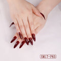 Long Pointed Solid Color False Nails | Almond Shape Press-On Salon Nail Patches