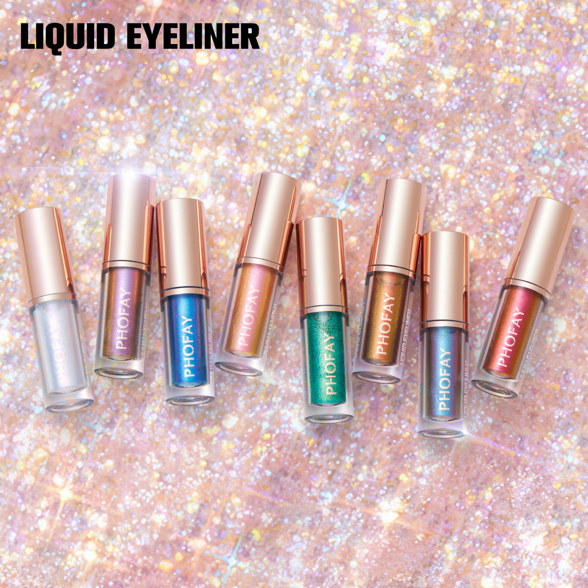 PHOFAY Liquid Glitter Eyeliner Set (8-Piece) | Long-Lasting Waterproof Shimmer Eyeliner