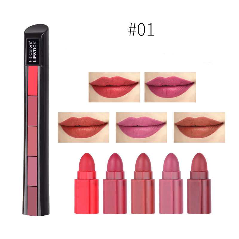 Matte 5-Color Velvet Lipstick Set | Long-Lasting, Waterproof & Non-Stick Finish