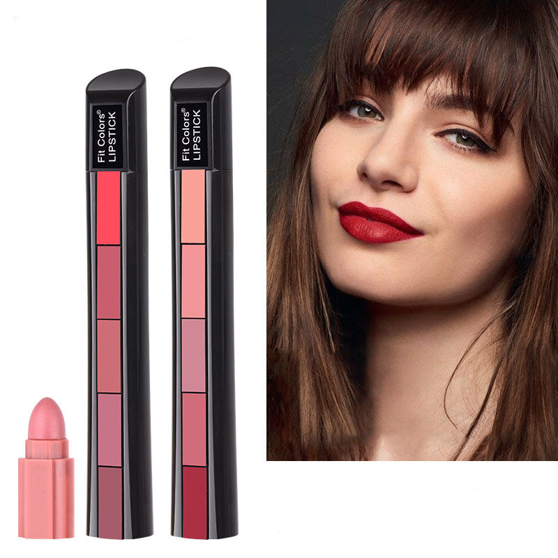 Matte 5-Color Velvet Lipstick Set | Long-Lasting, Waterproof & Non-Stick Finish