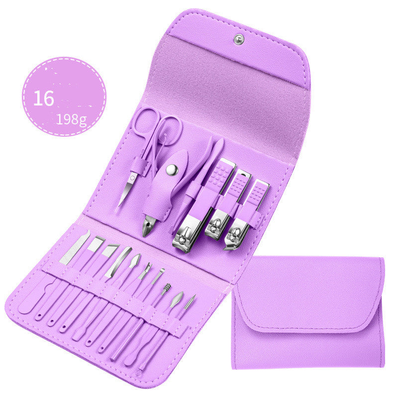 Professional Stainless Steel Nail Clippers & Manicure Pedicure Tool Set | Scissors, Cuticle Pliers, Ear Spoon & Trimmers with Leather Case