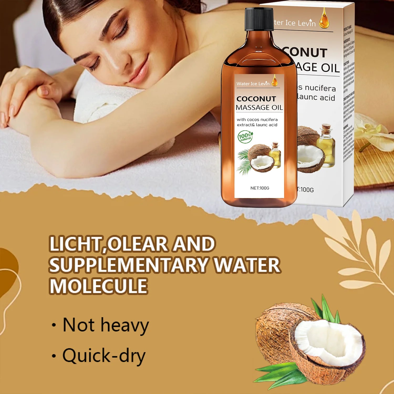 100% Natural Coconut & Lemongrass Massage Oil | Non-Greasy Hydration & Glow Ritual