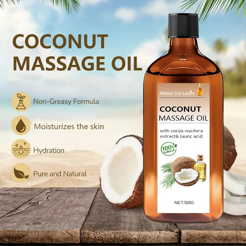 100% Natural Coconut & Lemongrass Massage Oil | Non-Greasy Hydration & Glow Ritual