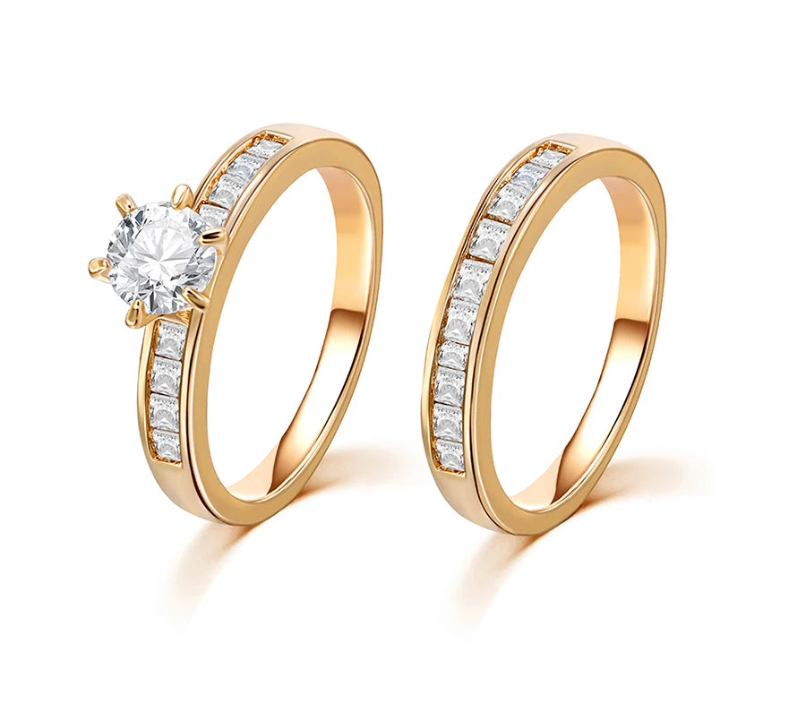 Gold-Plated Love Ring with Cubic Zirconia | Romantic Unisex Band