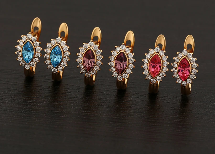 Elegant Crystal Drop Earrings for Women | Geometric Design