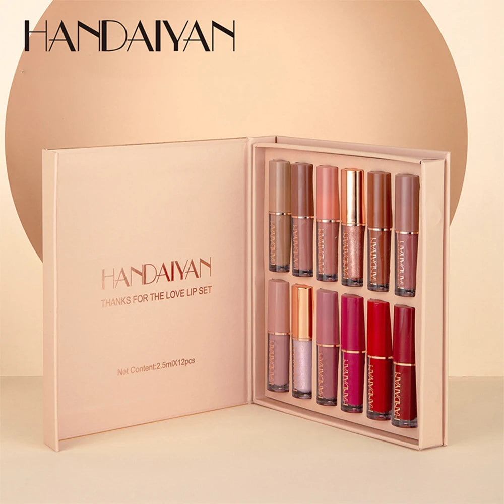 Handaiyan 12-Colour Matte Lip Gloss Set