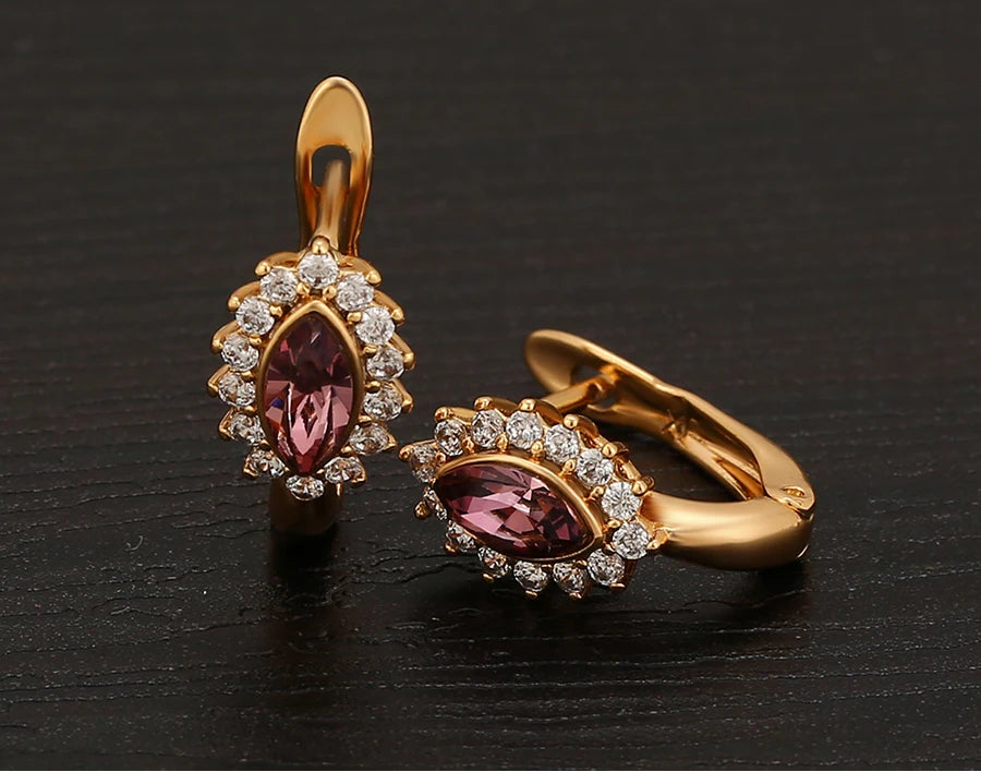 Elegant Crystal Drop Earrings for Women | Geometric Design