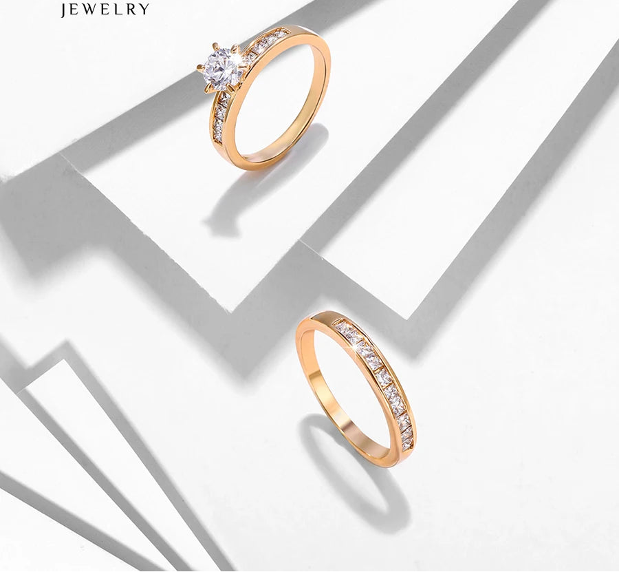 Gold-Plated Love Ring with Cubic Zirconia | Romantic Unisex Band