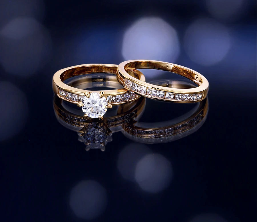 Gold-Plated Love Ring with Cubic Zirconia | Romantic Unisex Band