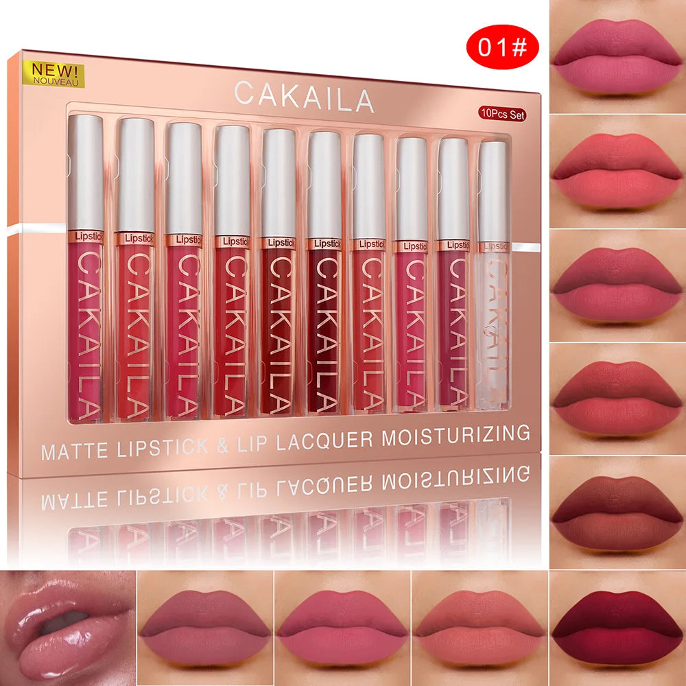 10-Piece Nude Matte Liquid Lipstick Set