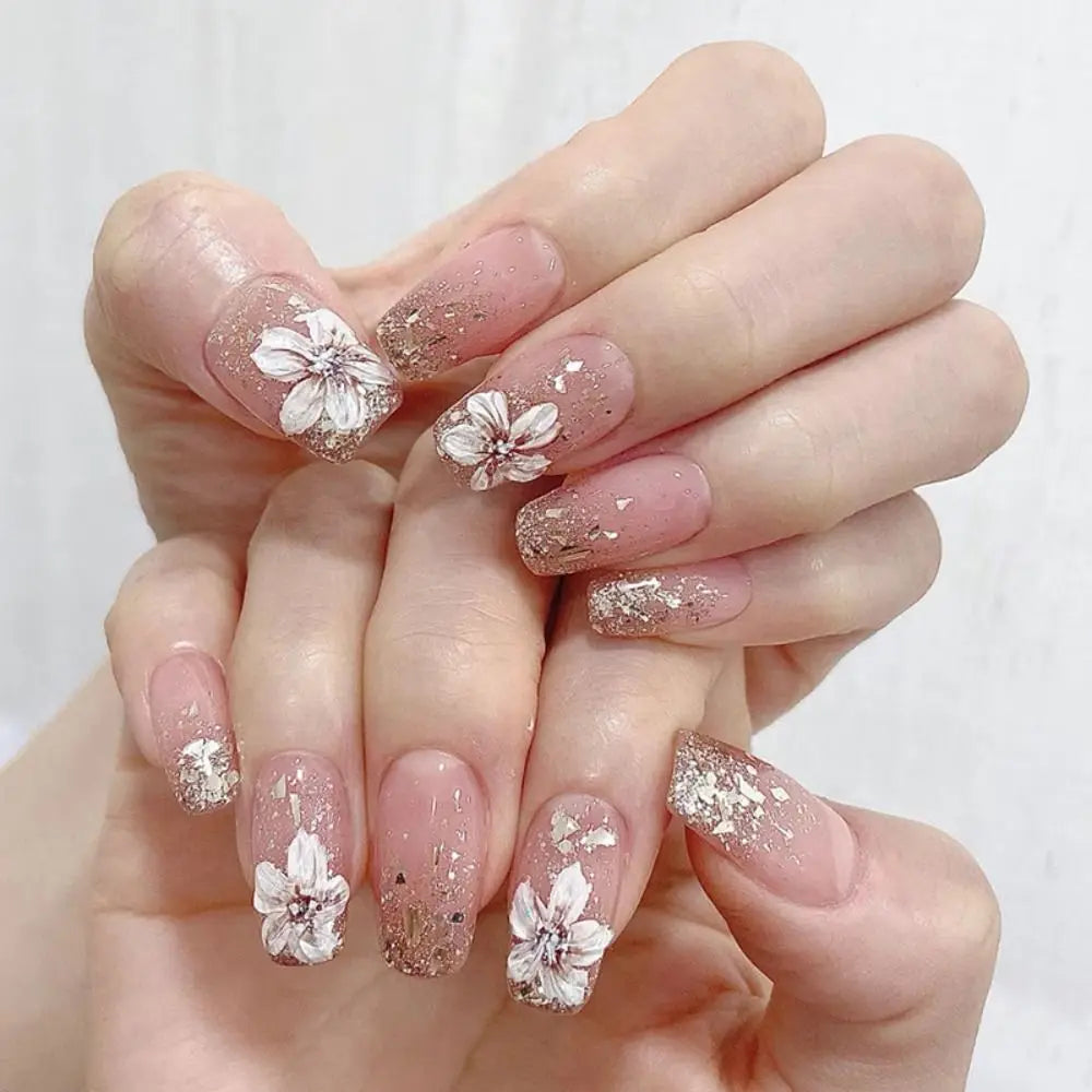 24-Piece Gradient French Ballerina Press-On Nails | Medium Coffin Shape