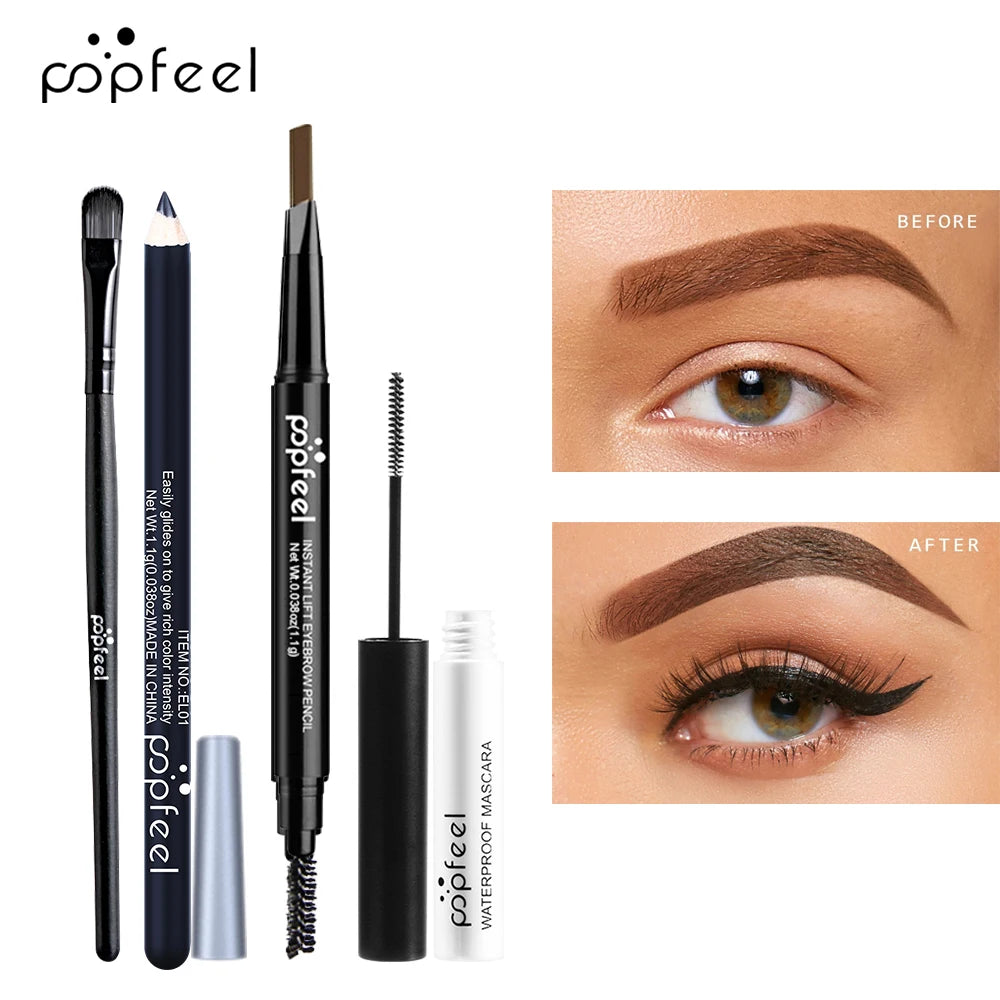 POPFEEL Eye Makeup Gift Set – Eyeshadow, Eyeliner, Mascara & Brow Pencil