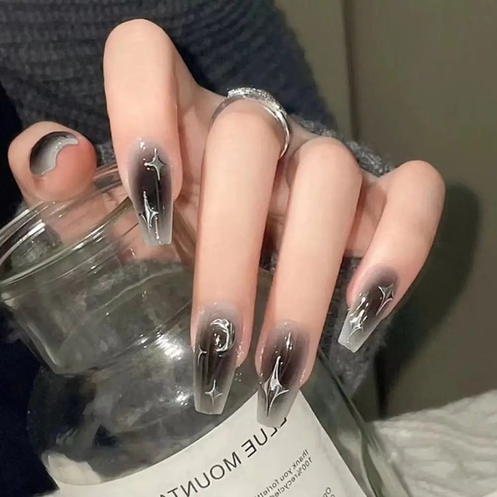 24-Piece Gradient French Ballerina Press-On Nails | Medium Coffin Shape