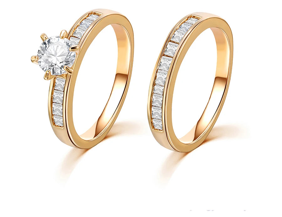 Gold-Plated Love Ring with Cubic Zirconia | Romantic Unisex Band