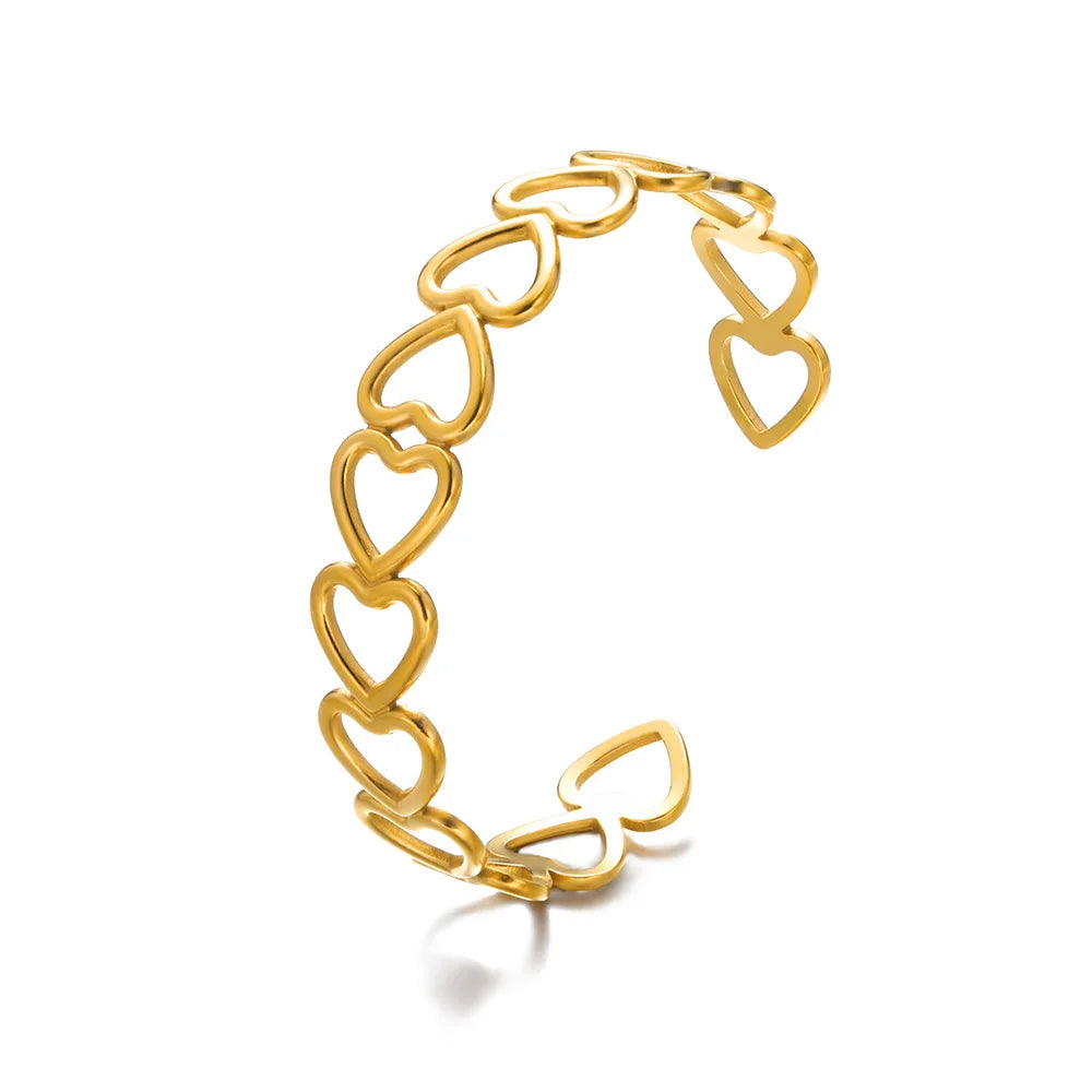 Gold Plated Stainless Steel Multi | Layer Bangle Bracelet for Women