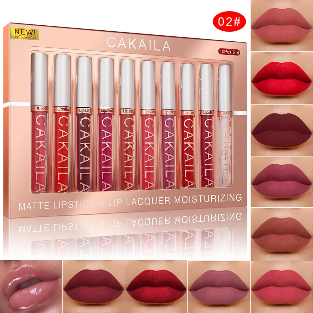 10-Piece Nude Matte Liquid Lipstick Set