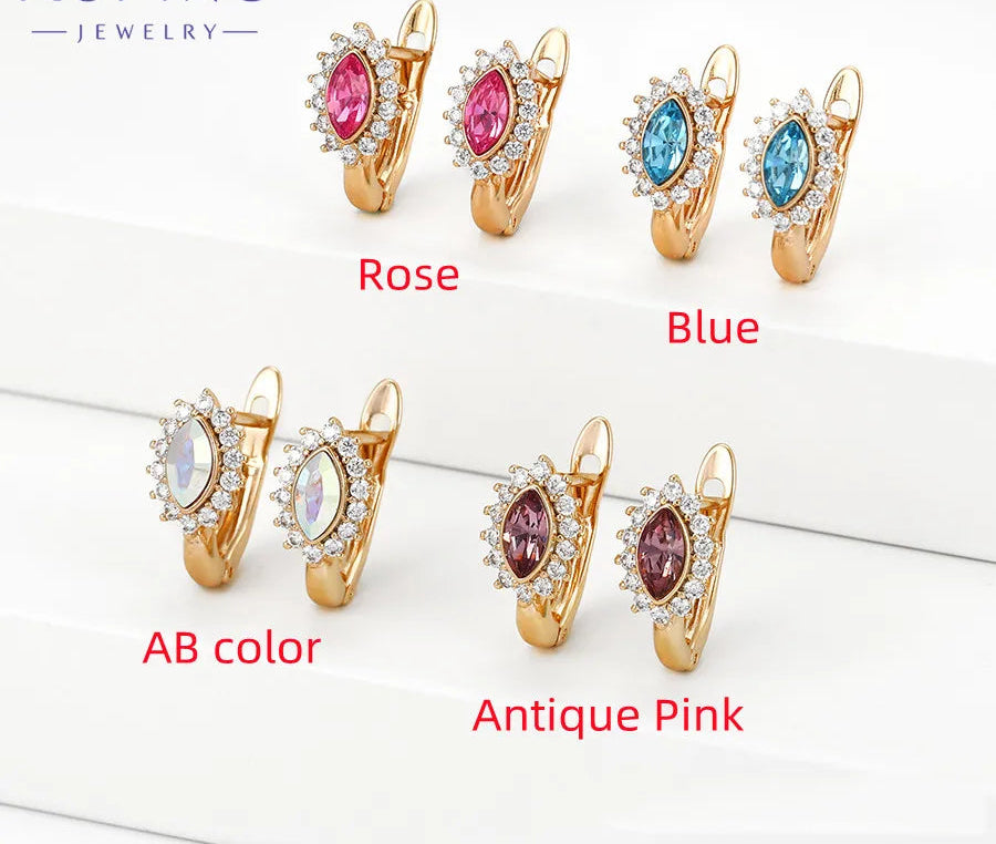 Elegant Crystal Drop Earrings for Women | Geometric Design