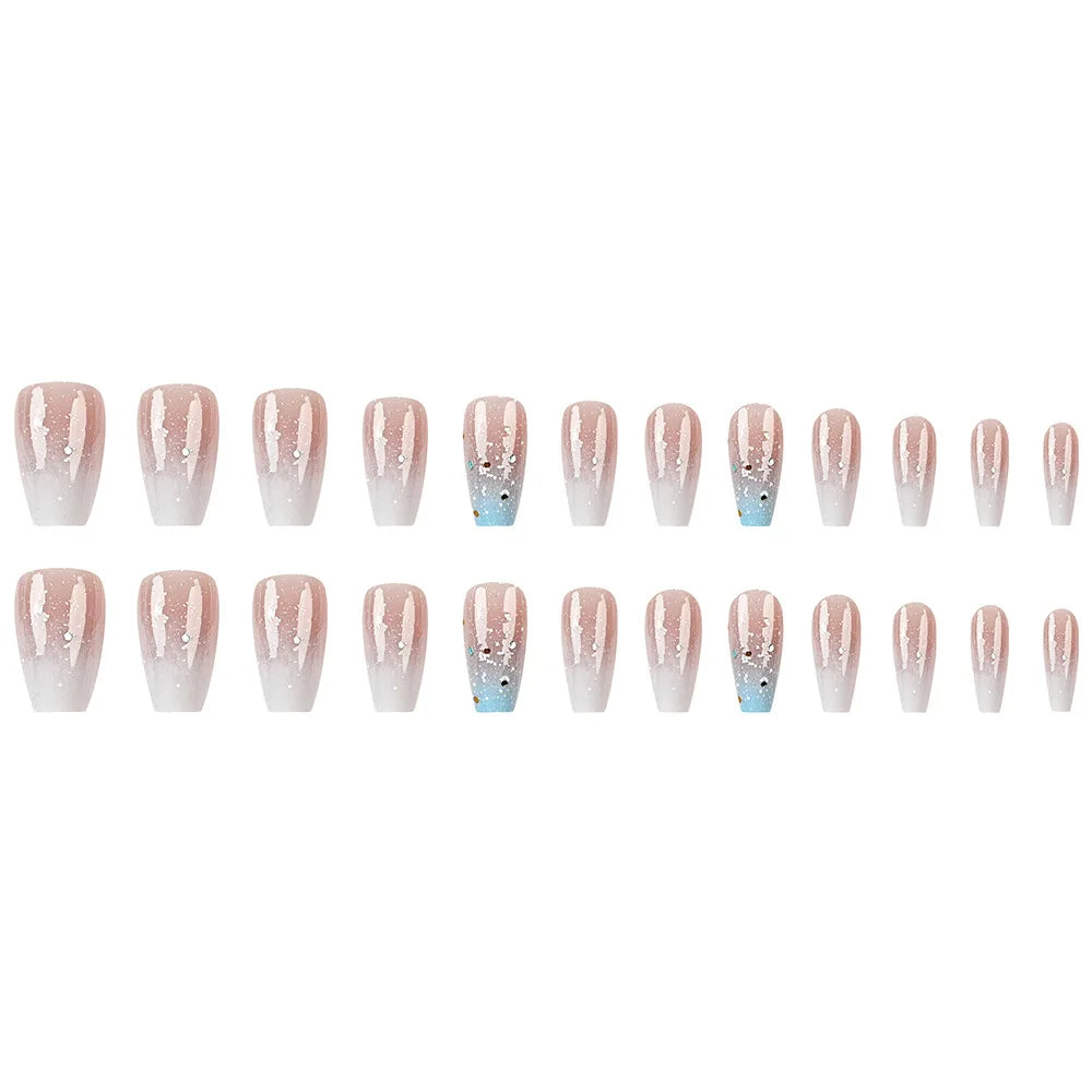 24-Piece Short Ballet Press-On Nails | Gradient Stick-On False Nail Set