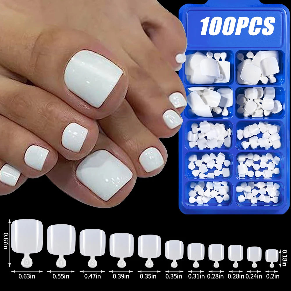 Light Pink Press-On Nails | 100pcs Short & Medium Square Full | Cover Nail Tips