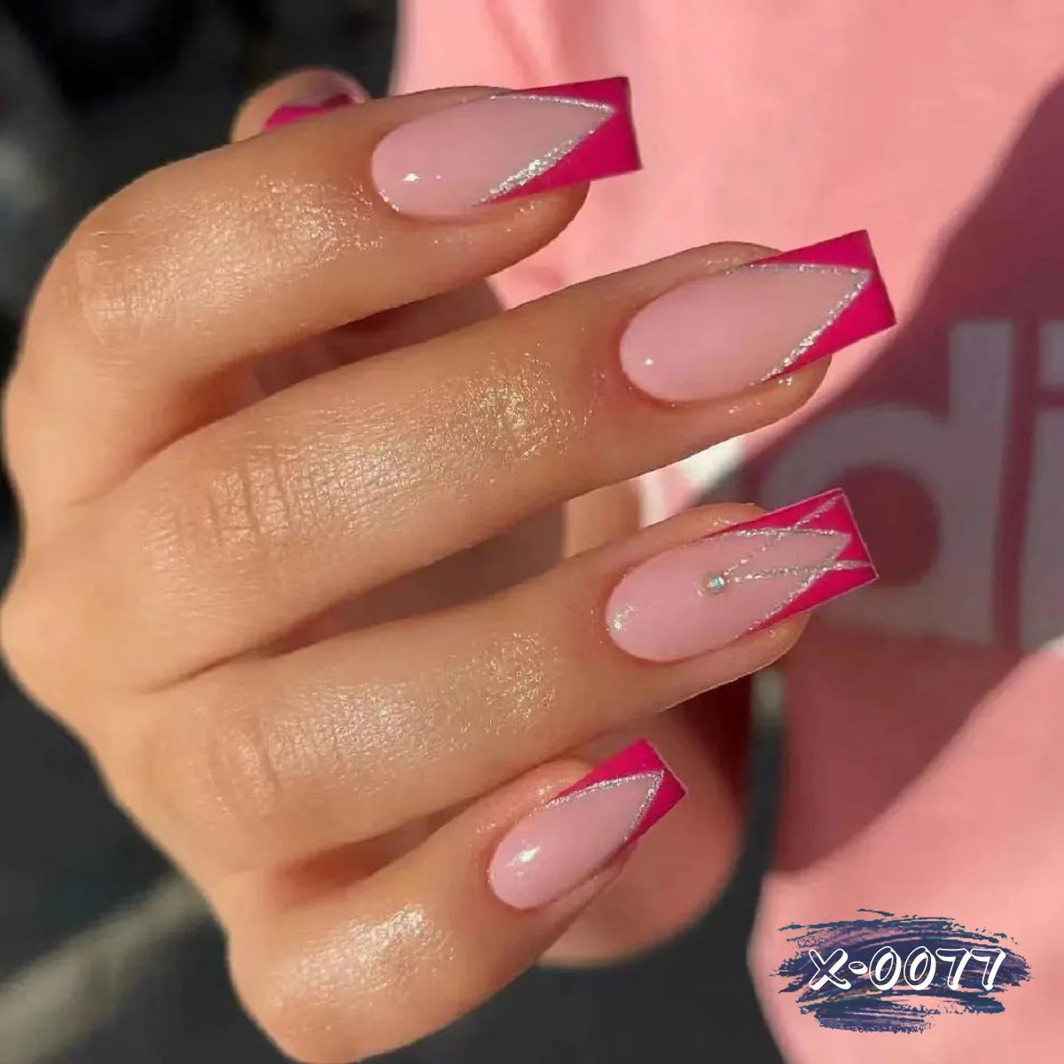 24-Piece Short Ballet Press-On Nails | Gradient Stick-On False Nail Set