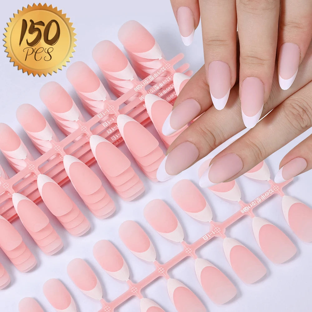 Light Pink Press-On Nails | 100pcs Short & Medium Square Full | Cover Nail Tips