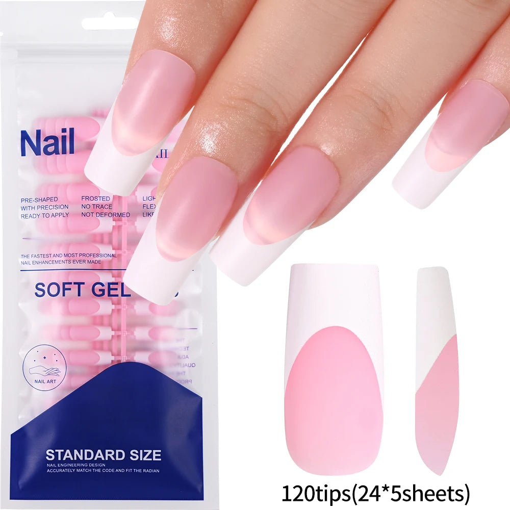 Light Pink Press-On Nails | 100pcs Short & Medium Square Full | Cover Nail Tips
