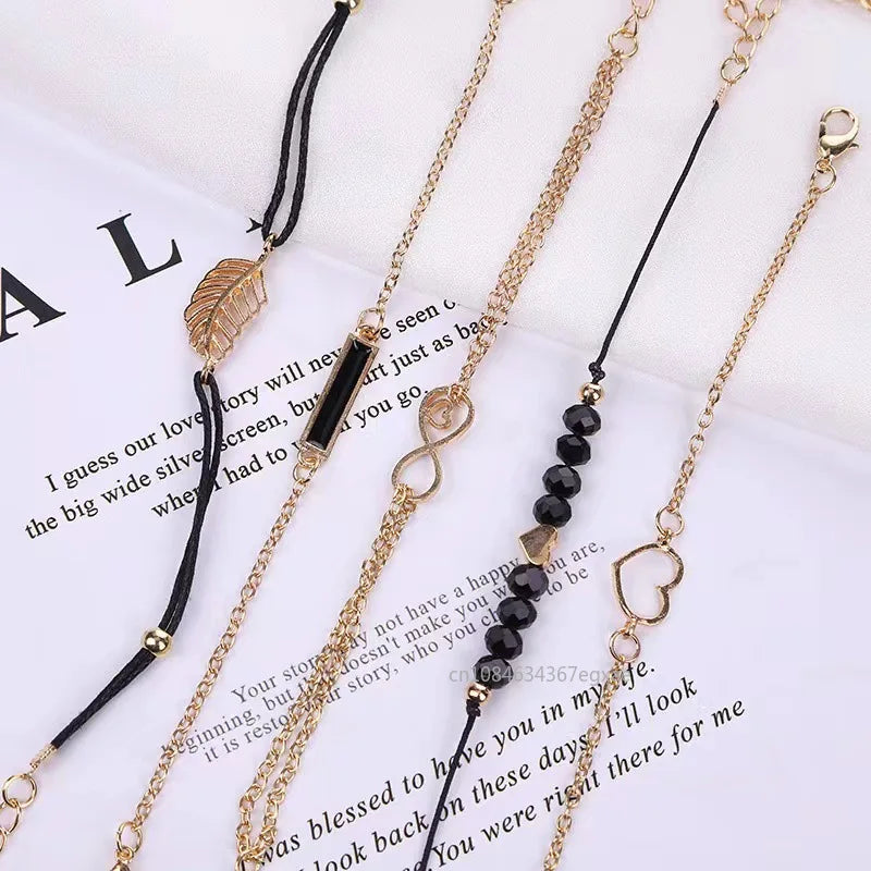 6-Piece Luxury Women’s Watch & Bracelet Set | Leather Quartz Wristwatch Collection