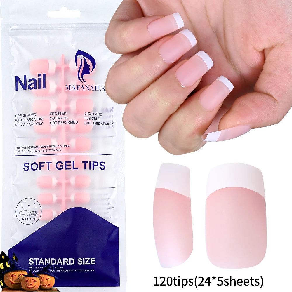 Light Pink Press-On Nails | 100pcs Short & Medium Square Full | Cover Nail Tips