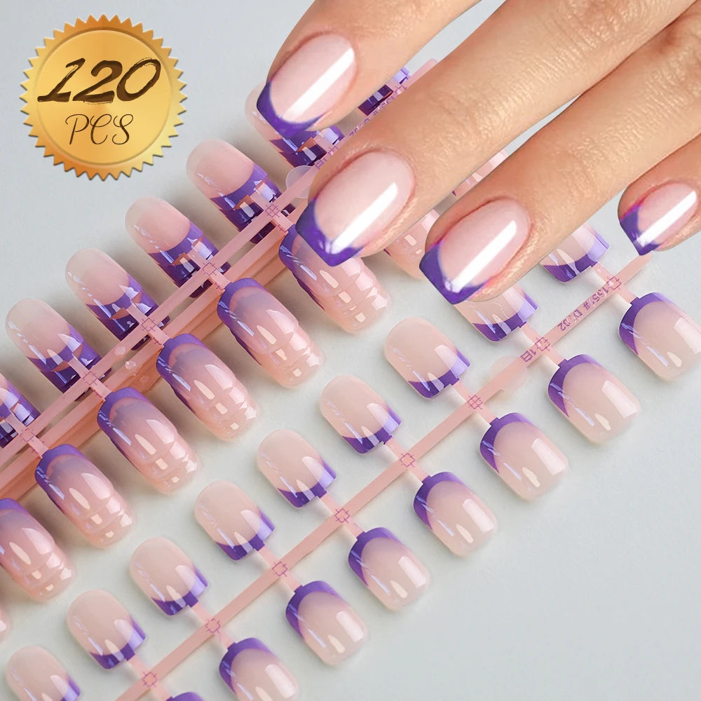 Light Pink Press-On Nails | 100pcs Short & Medium Square Full | Cover Nail Tips