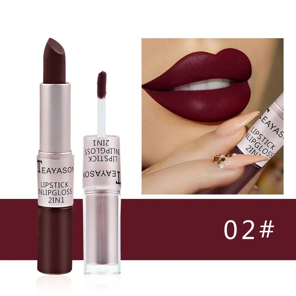 Velvet Matte Double-Ended Lipstick & Gloss | Hydrating Tint Plumper