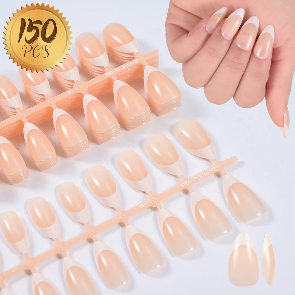 Light Pink Press-On Nails | 100pcs Short & Medium Square Full | Cover Nail Tips