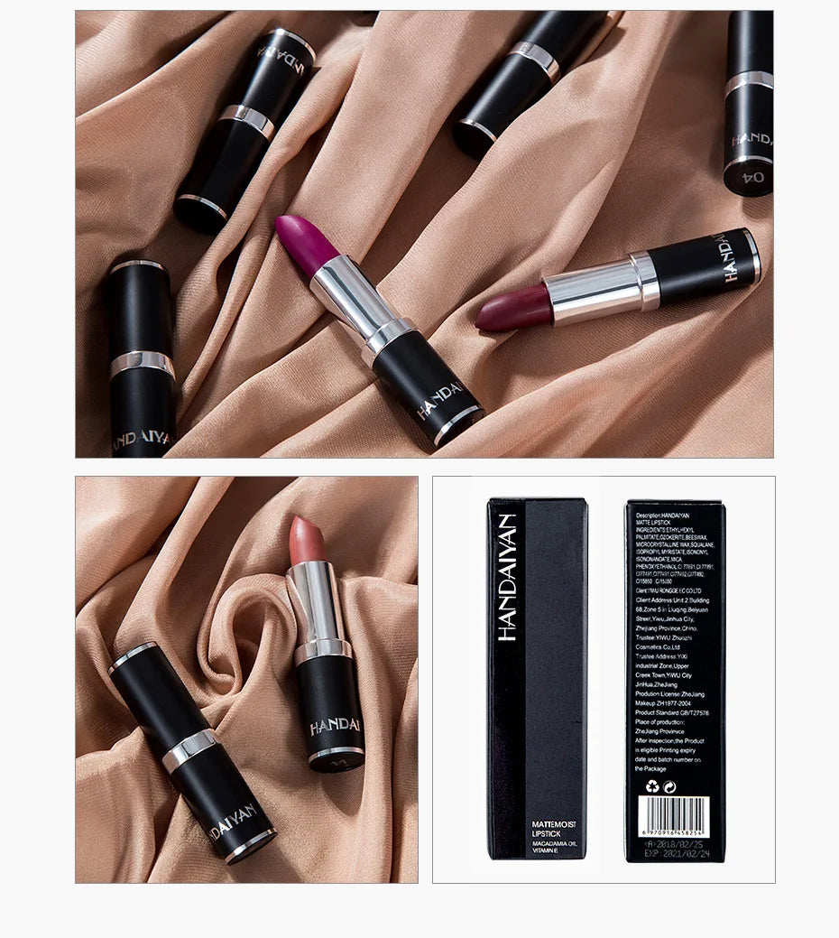 12-Color Matte Velvet Lipstick Set | Smooth, Hydrating Shades