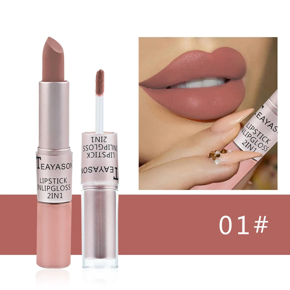 Velvet Matte Double-Ended Lipstick & Gloss | Hydrating Tint Plumper