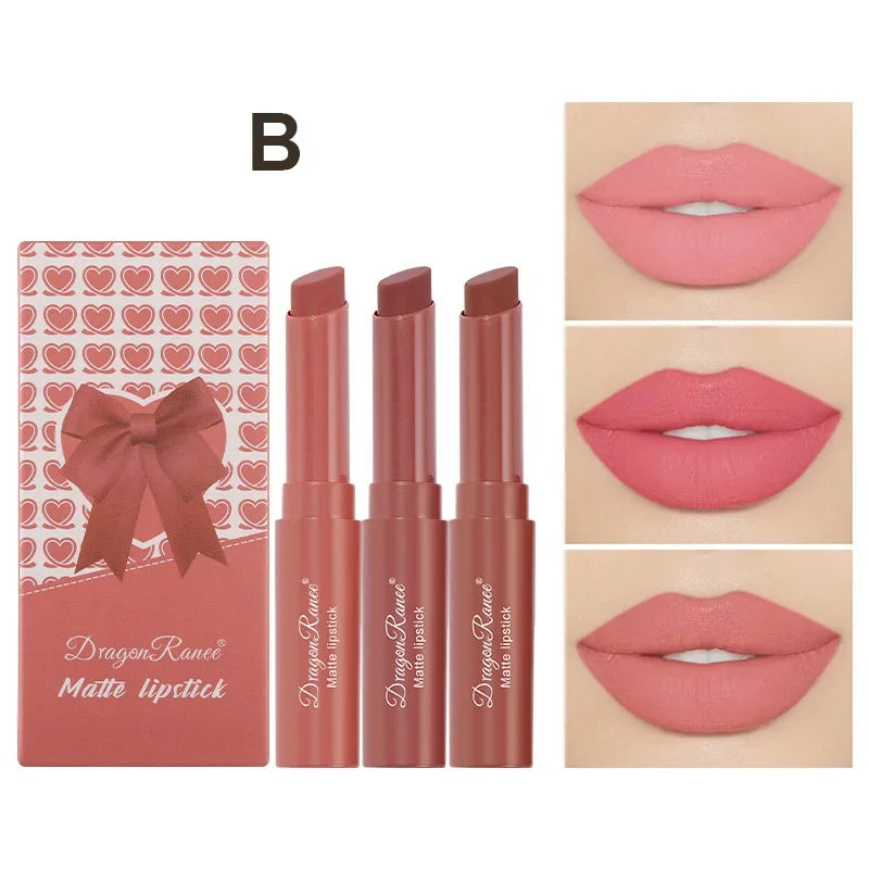 Nude Matte Lipstick Crayon Set (1–3 Pieces) | Long-Lasting Waterproof Lip Colour