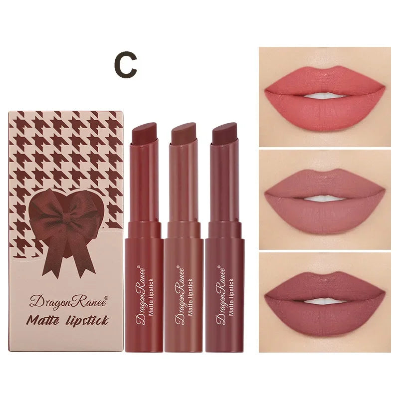 Nude Matte Lipstick Crayon Set (1–3 Pieces) | Long-Lasting Waterproof Lip Colour