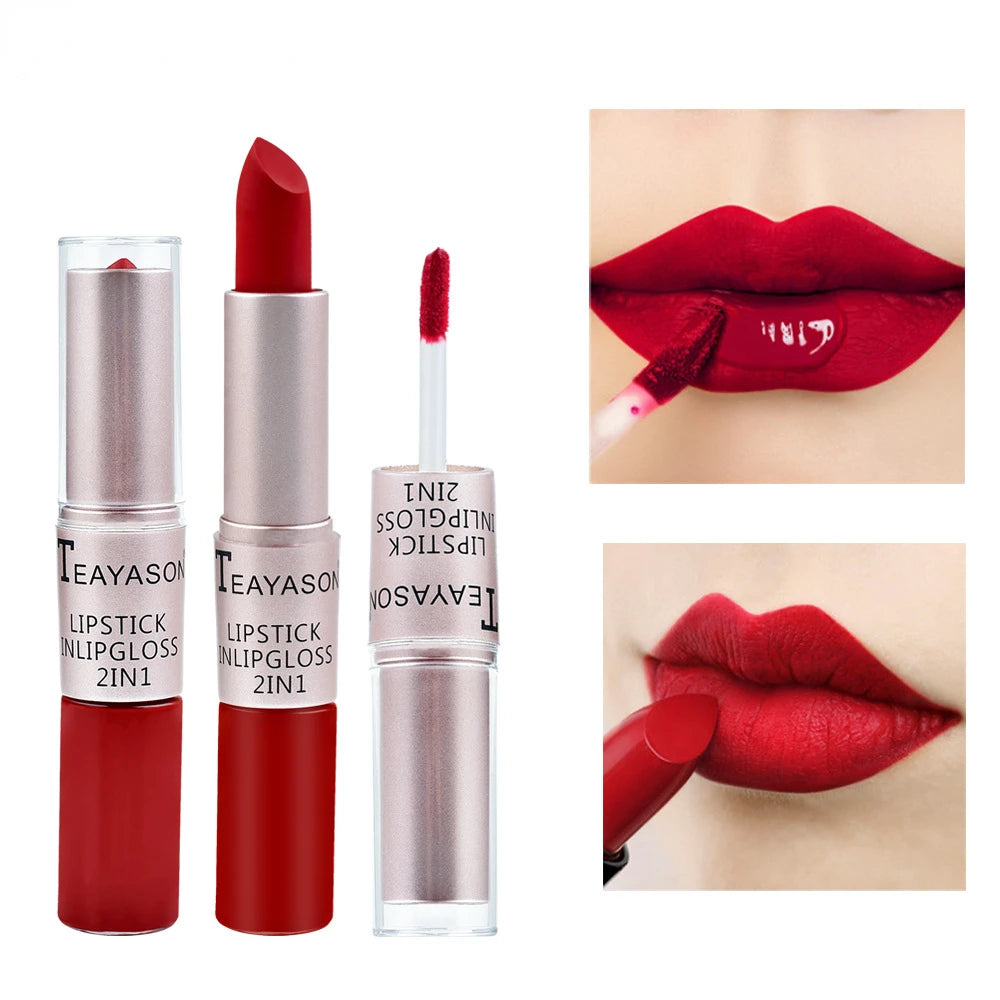 Velvet Matte Double-Ended Lipstick & Gloss | Hydrating Tint Plumper