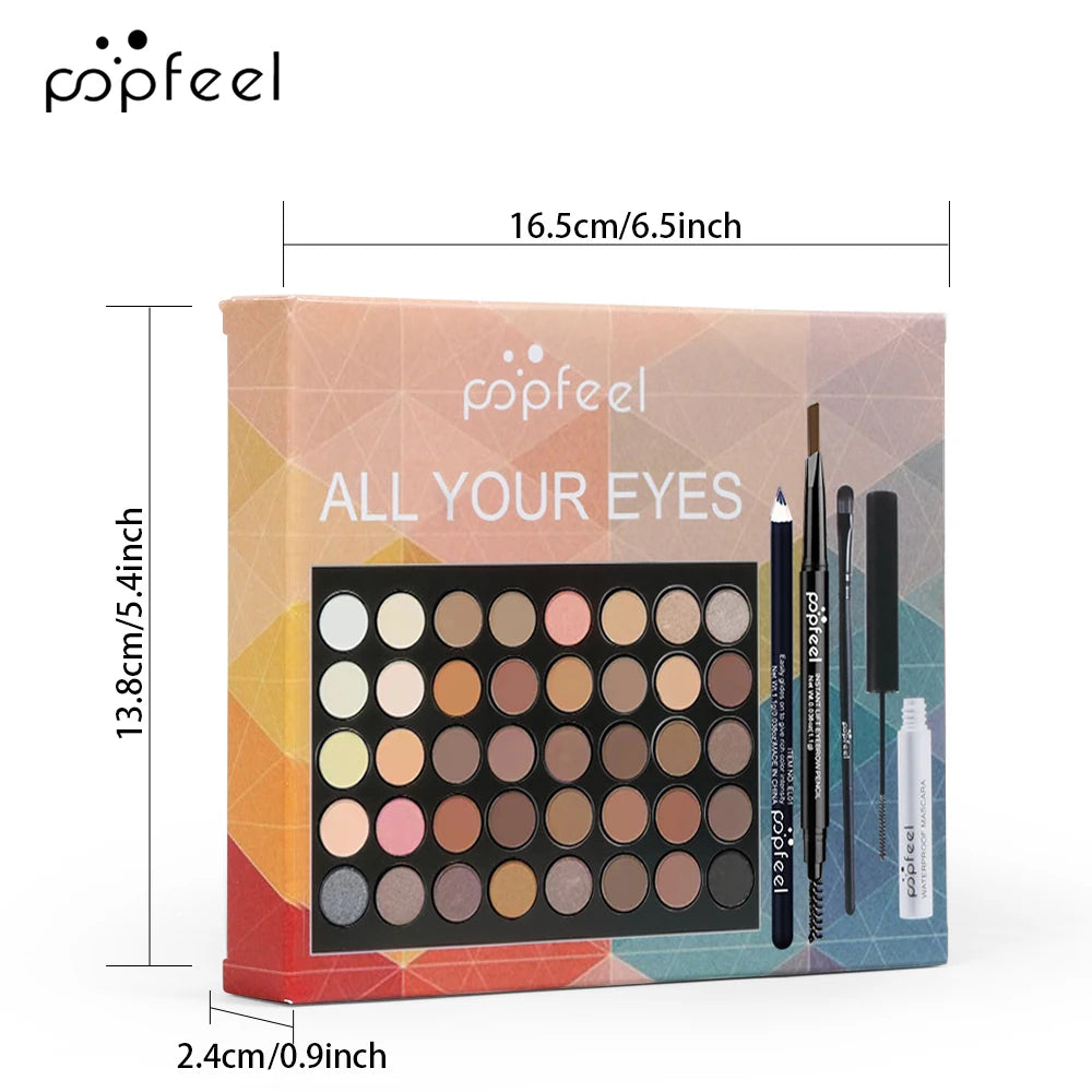 POPFEEL Eye Makeup Gift Set – Eyeshadow, Eyeliner, Mascara & Brow Pencil