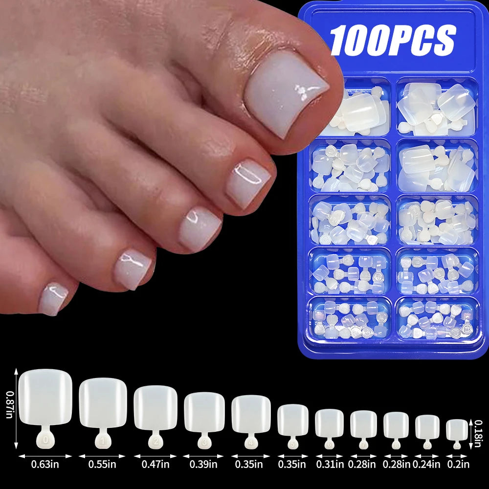 Light Pink Press-On Nails | 100pcs Short & Medium Square Full | Cover Nail Tips