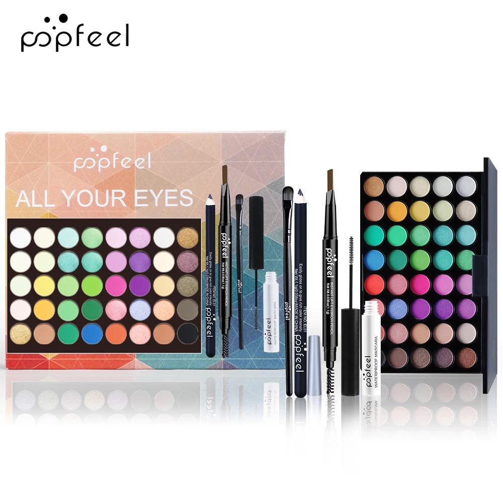 POPFEEL Eye Makeup Gift Set – Eyeshadow, Eyeliner, Mascara & Brow Pencil