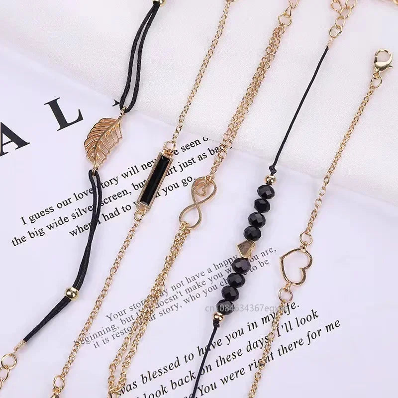 6-Piece Luxury Women’s Watch & Bracelet Set | Leather Quartz Wristwatch Collection