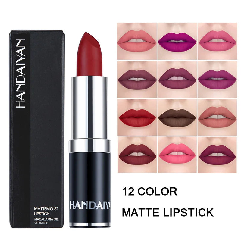 12-Color Matte Velvet Lipstick Set | Smooth, Hydrating Shades