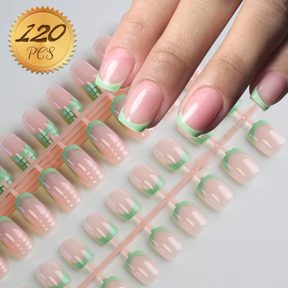 Light Pink Press-On Nails | 100pcs Short & Medium Square Full | Cover Nail Tips