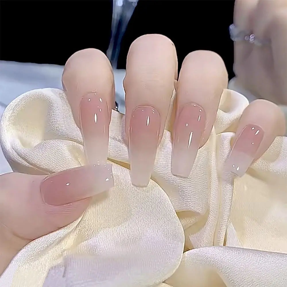 24-Piece Gradient French Ballerina Press-On Nails | Medium Coffin Shape