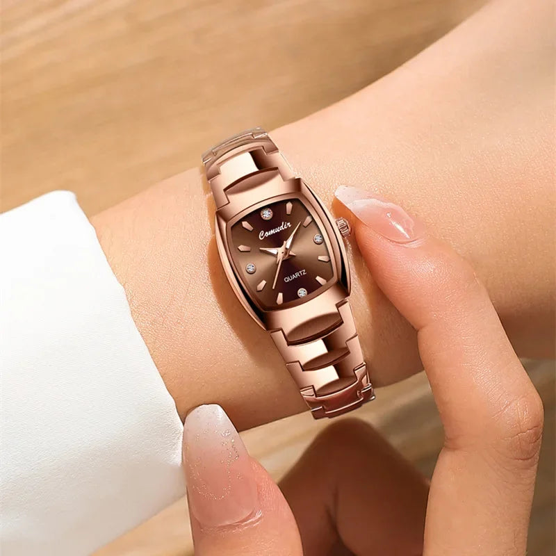 Elegant Rose Gold Quartz Watch for Women | Tungsten Steel Bracelet