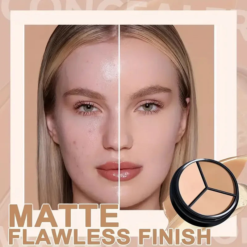 3-in-1 Cream Face Concealer Palette | Blemish, Dark Circle & Contour Corrector