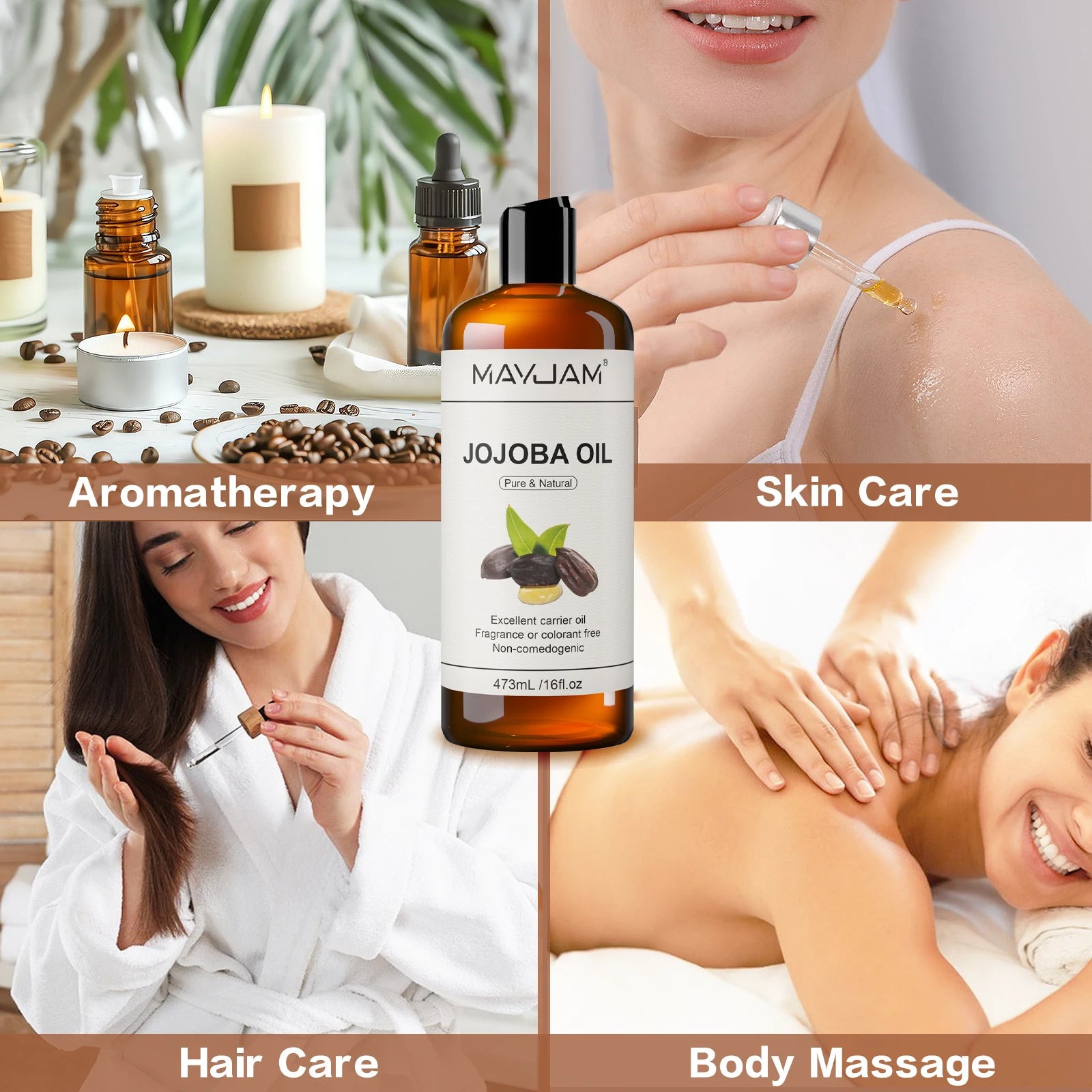 USDA Organic Sunflower Seed & Sweet Almond Massage Oil | Cold-Pressed Moroccan Argan Blend for Skin & Hair