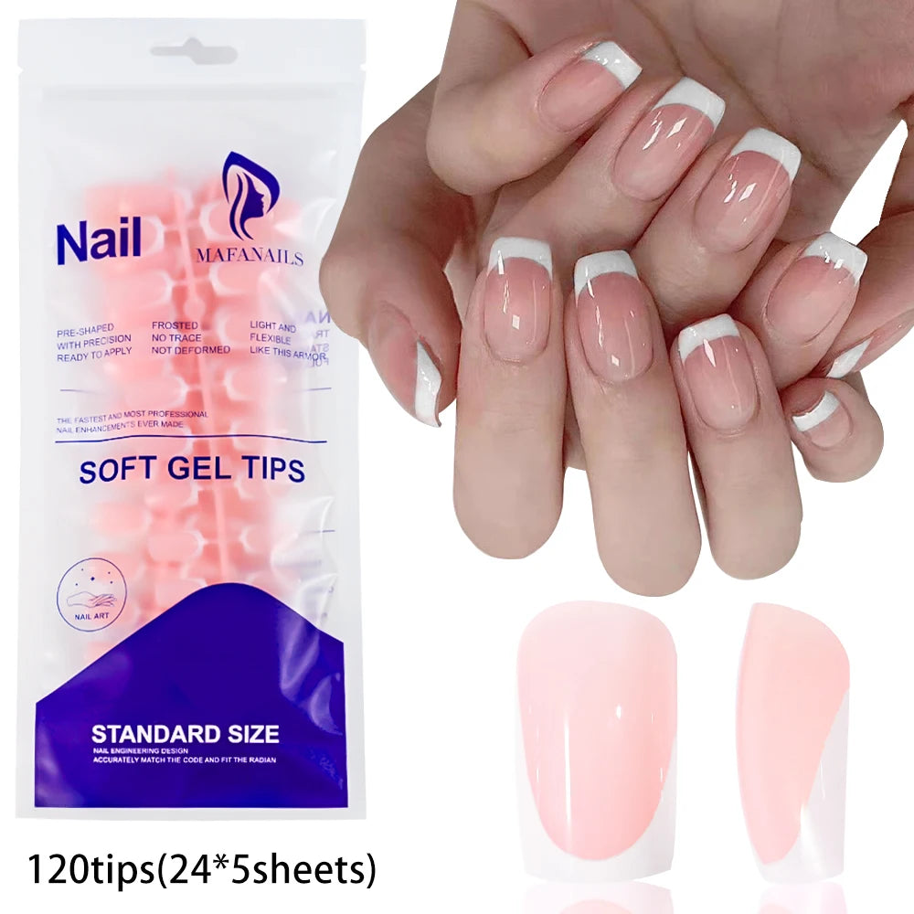 Light Pink Press-On Nails | 100pcs Short & Medium Square Full | Cover Nail Tips