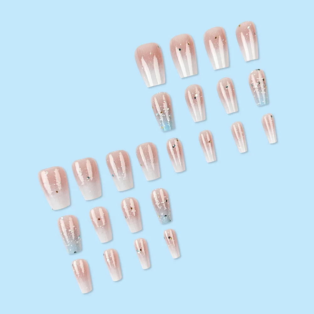 24-Piece Short Ballet Press-On Nails | Gradient Stick-On False Nail Set