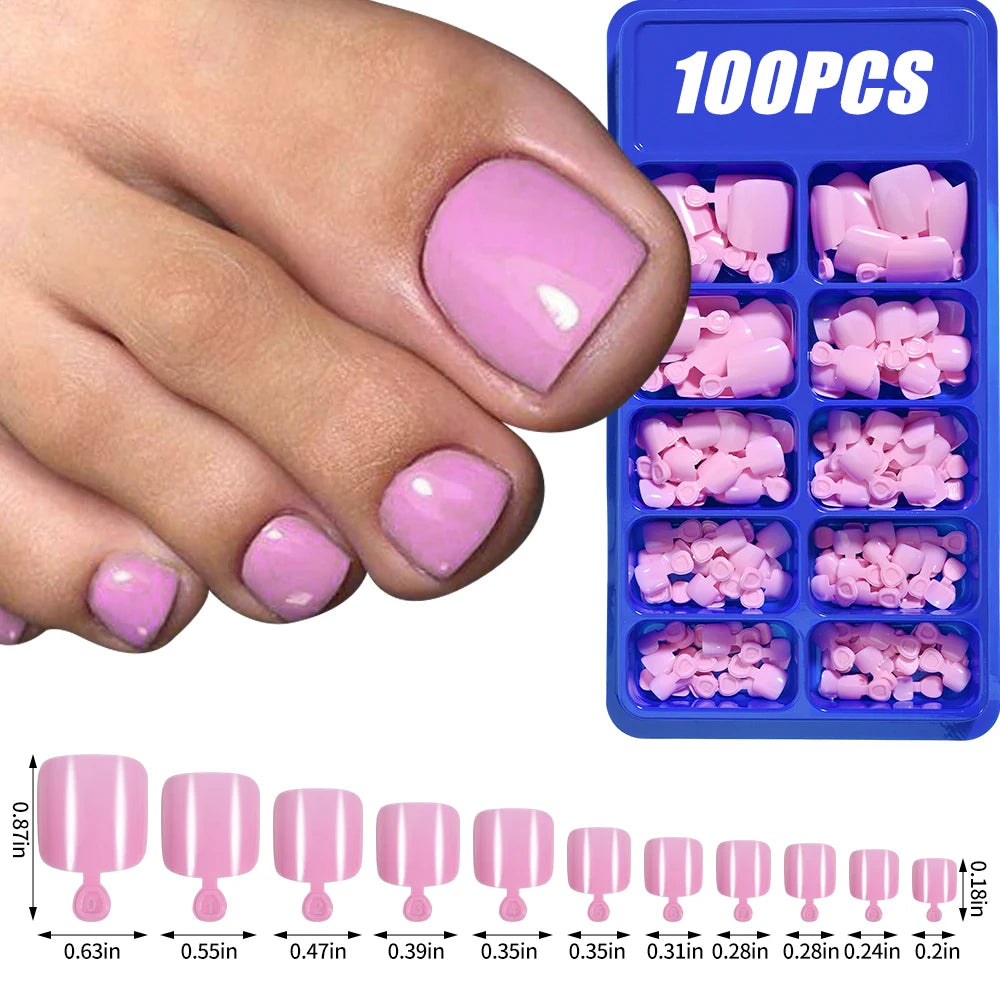 Light Pink Press-On Nails | 100pcs Short & Medium Square Full | Cover Nail Tips